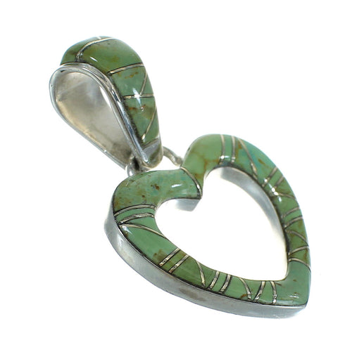 Southwest Turquoise Authentic Sterling Silver Heart Pendant RX66887